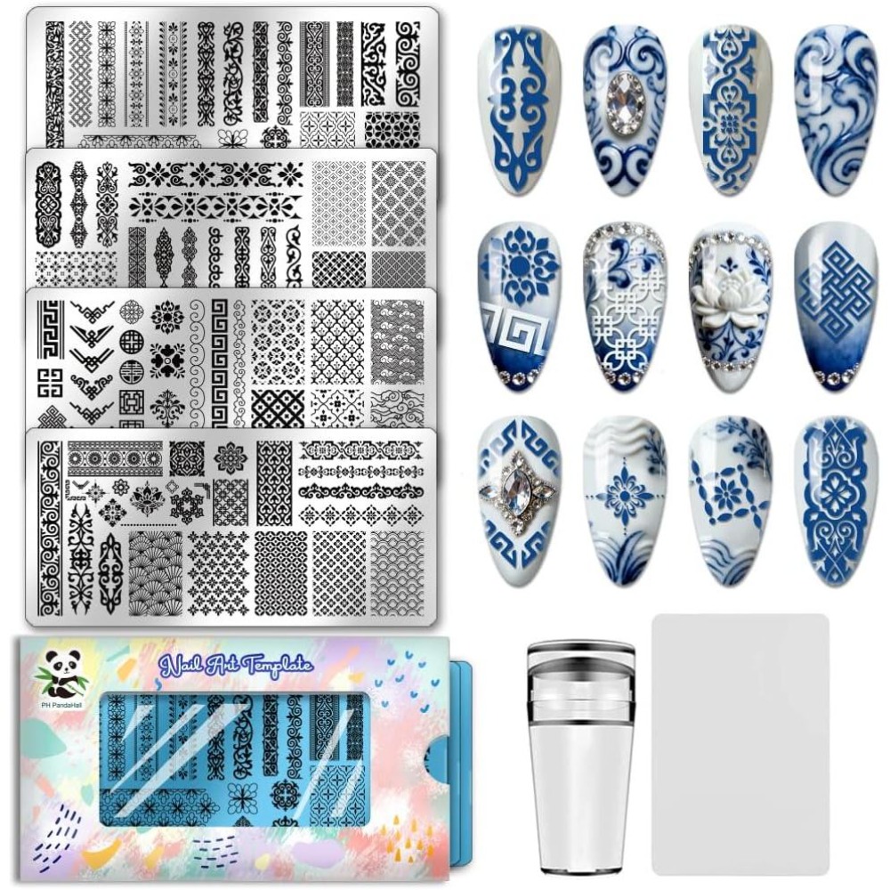 Nail Stamping Plate - 4pcs Chinese Style Patterns Nail Stamp