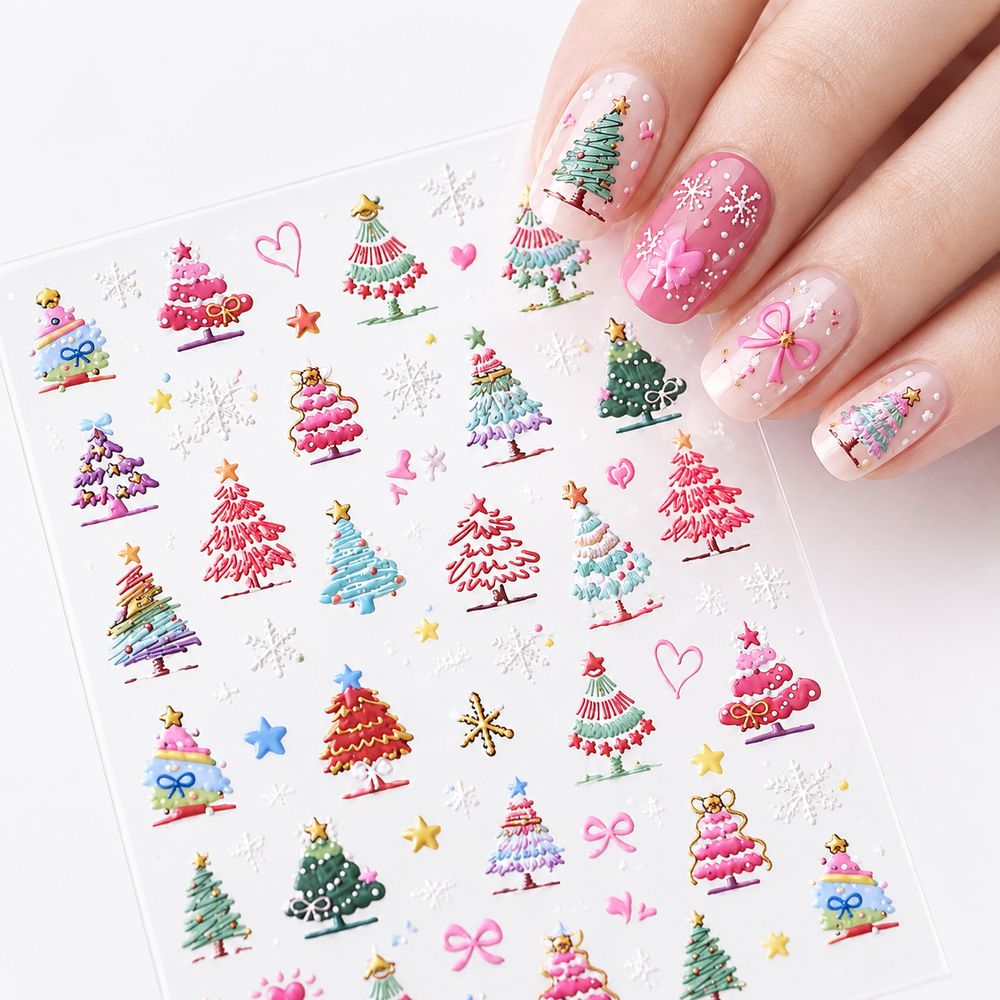 Nail Art Xmas Stickers - 1Pc 5D Embossed Christmas Nail Art
