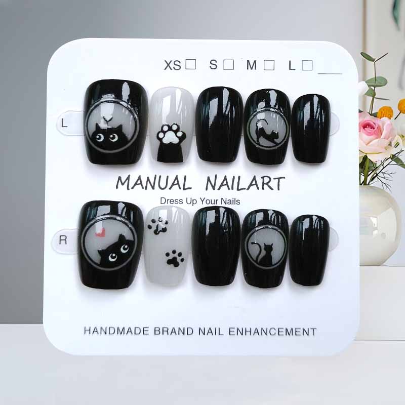 Nail Art Cat Eye - 10Pcs Cute Cartoon Black Cat and