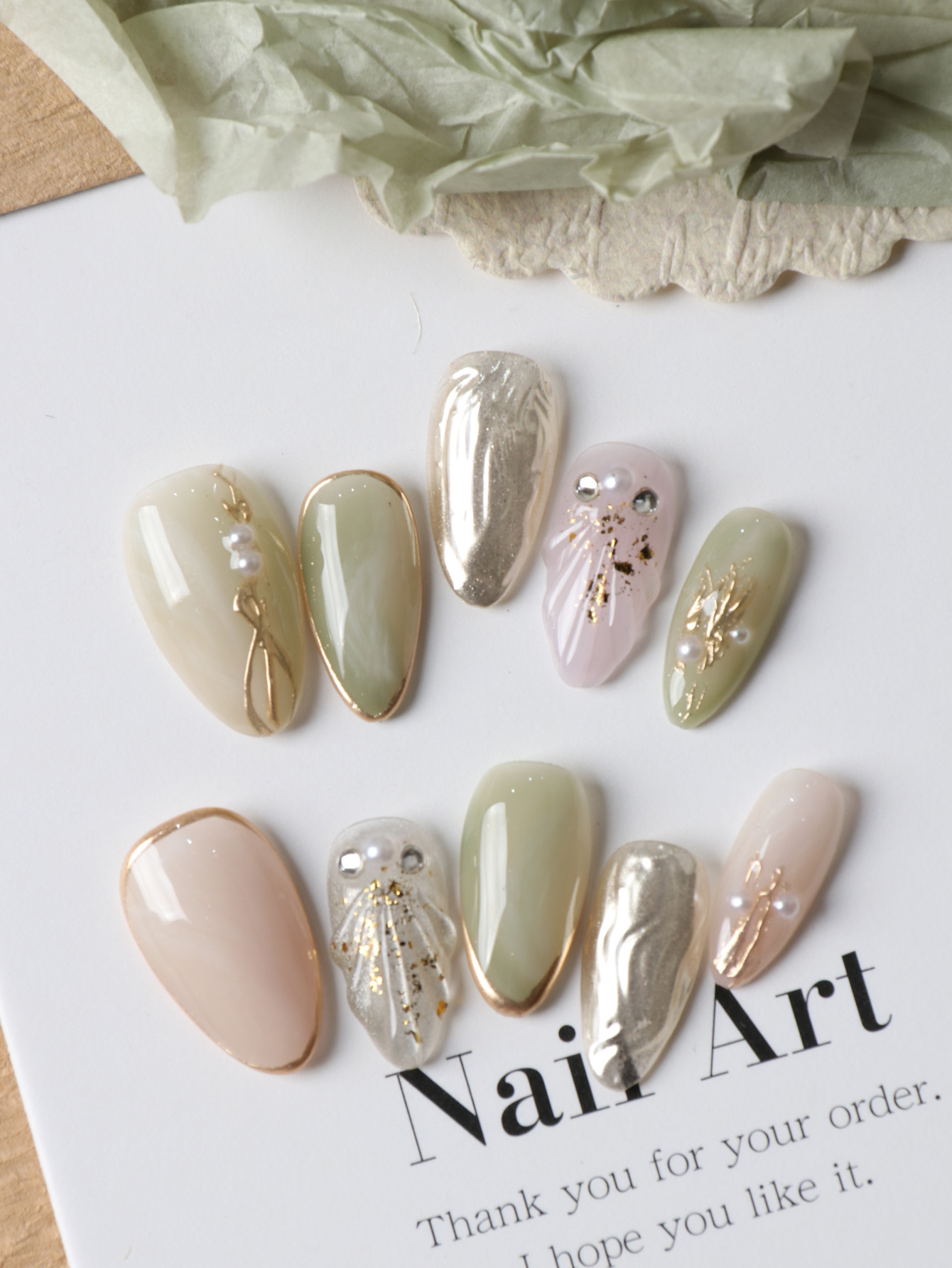 10Pcs Acrylic Press on Nails G - Nail Adhesive Tab 评论和价格