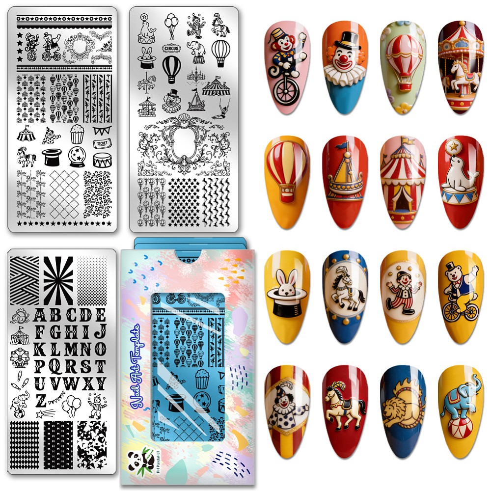 3pcs Circus Nail Stamping Plat - Nail Stamping Plate 评论和价格