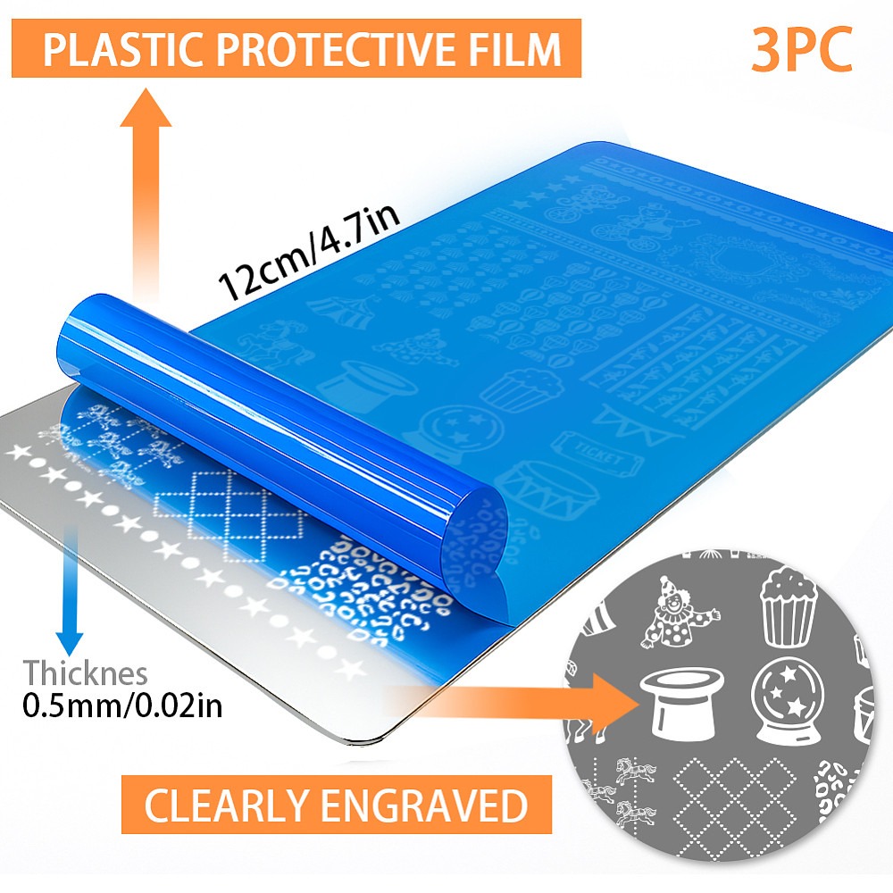 3pcs Circus Nail Stamping Plat - Nail Stamping Plate 评论和价格