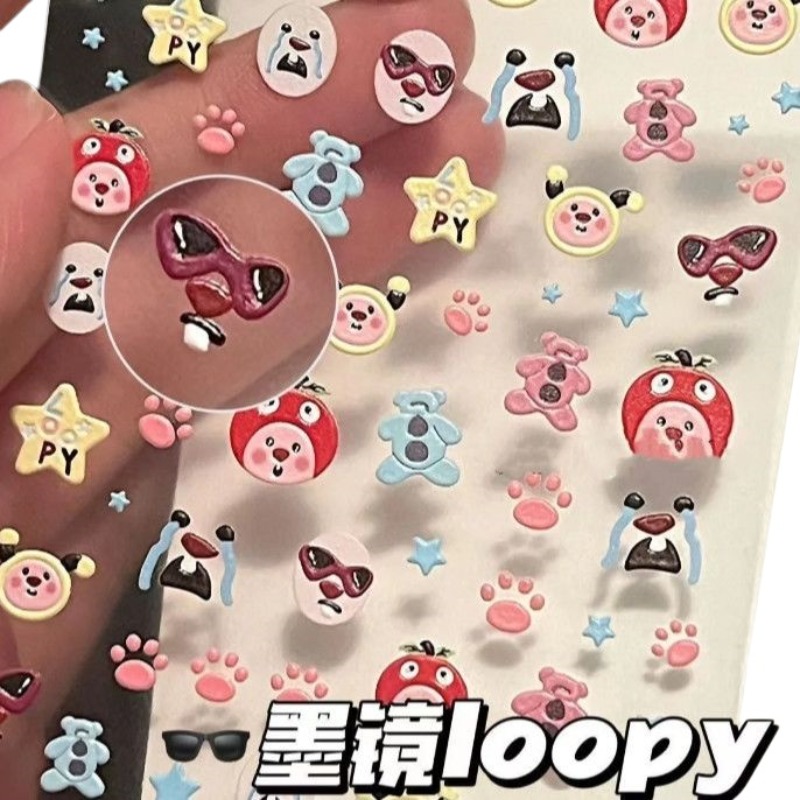 Loopy 3D embossed sticker, tra - Nail Art Design 评论和价格