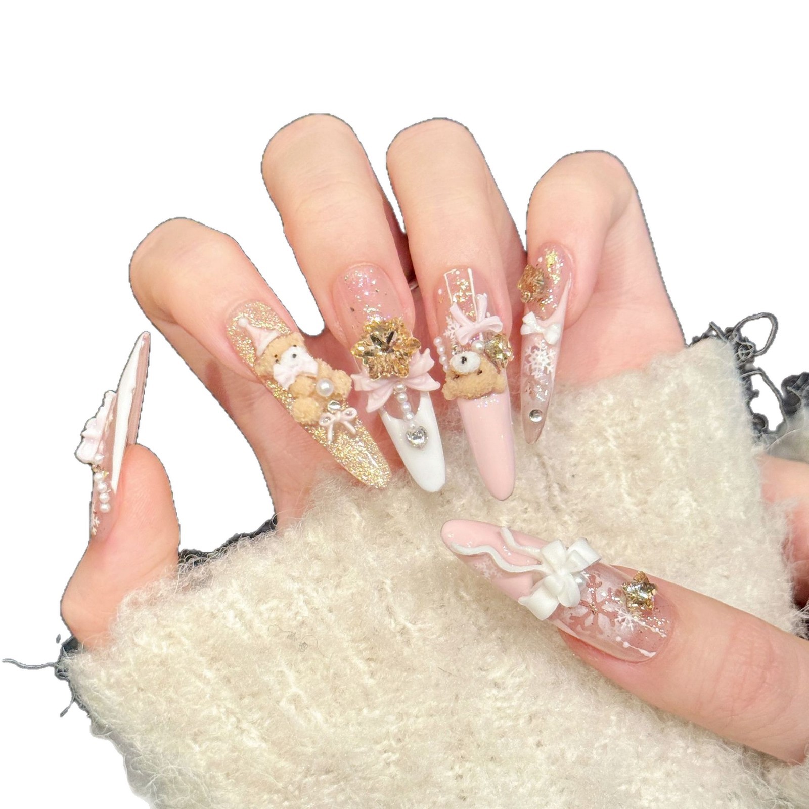 10Pcs Handmade Press On Nails  - Nail Adhesive Tab 评论和价格