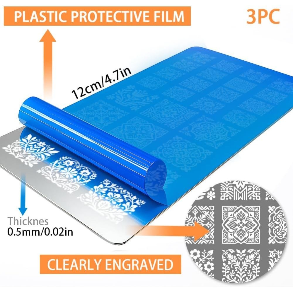 3pcs Flower Nail Stamping Plat - Nail Stamping Plate 评论和价格