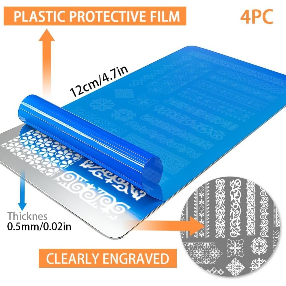 4pcs Chinese Style Patterns Na - Nail Stamping Plate 评论和价格