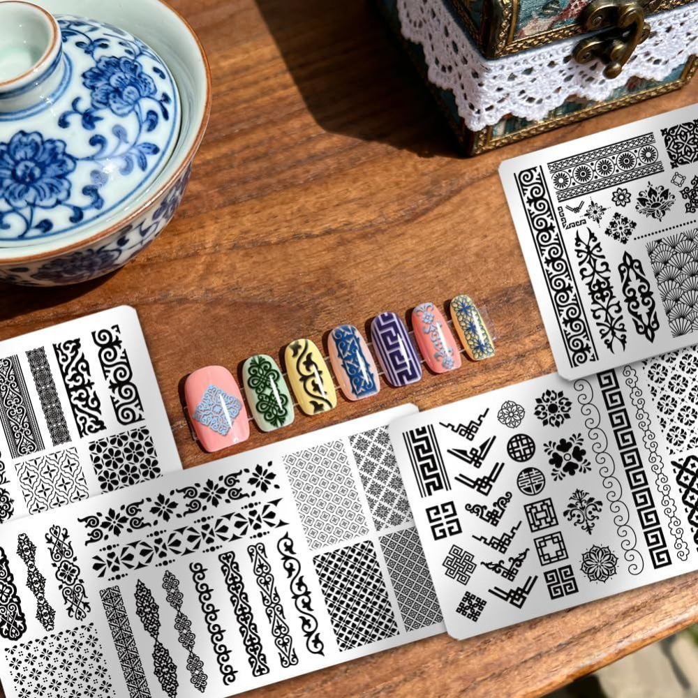 4pcs Chinese Style Patterns Na - Nail Stamping Plate 评论和价格