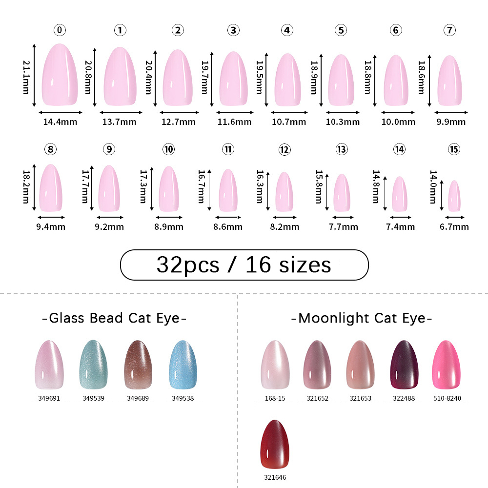 VITAGWX 32pcs Press on Nails A - Nail Art Cat Eye 评论和价格