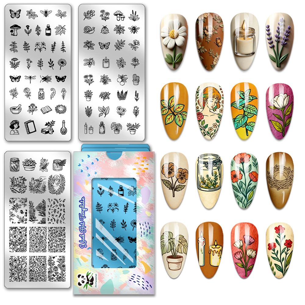 3pcs Insects Plants Nail Stamp - Nail Stamping Plate 评论和价格