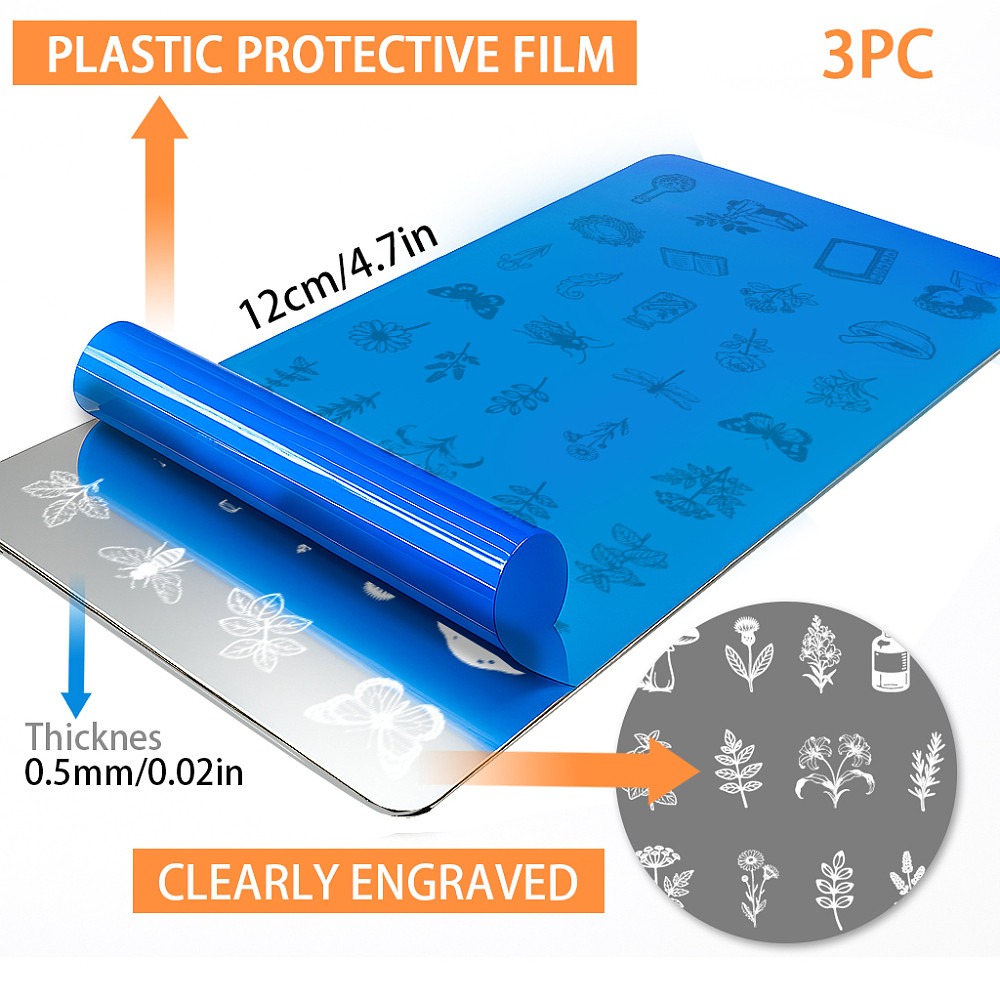 3pcs Insects Plants Nail Stamp - Nail Stamping Plate 评论和价格