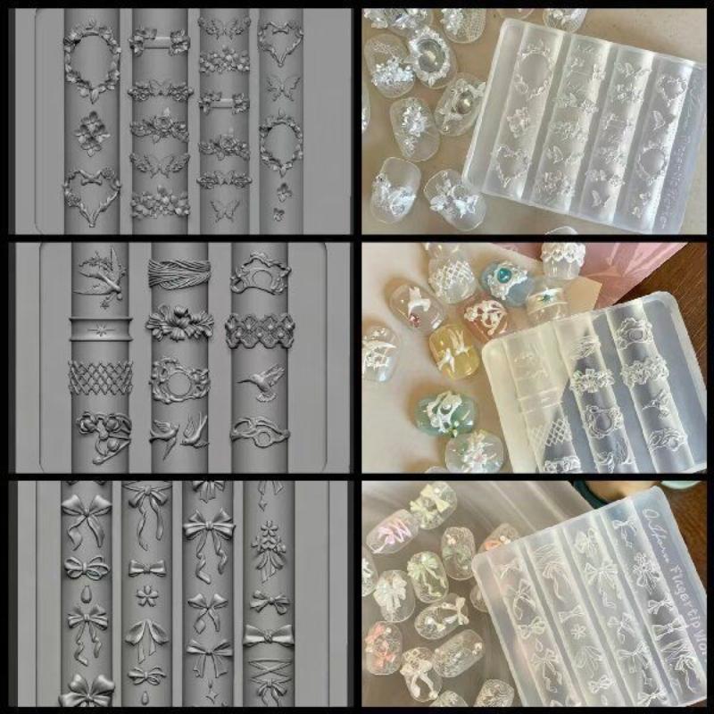 3D Bowknot Flower Silicone Nai - Nail Stamping Plate 评论和价格