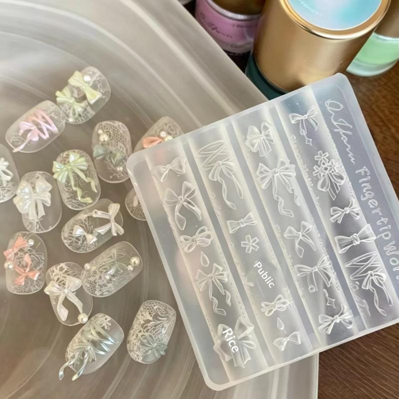 3D Bowknot Flower Silicone Nai - Nail Stamping Plate 评论和价格
