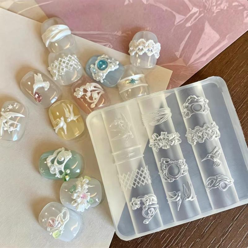 3D Bowknot Flower Silicone Nai - Nail Stamping Plate 评论和价格