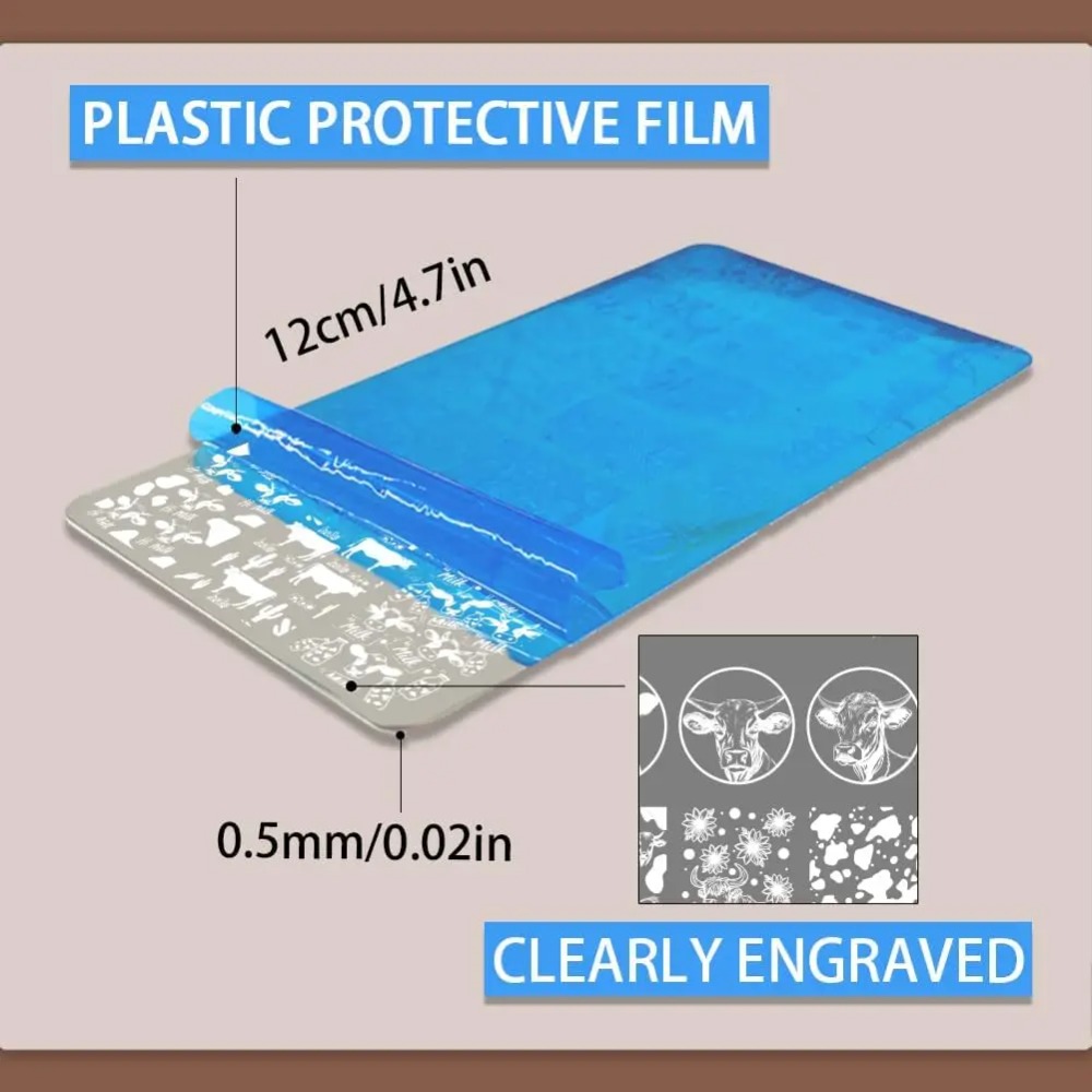 3pcs Cow-Theme Nail Stamping P - Nail Stamping Plate 评论和价格