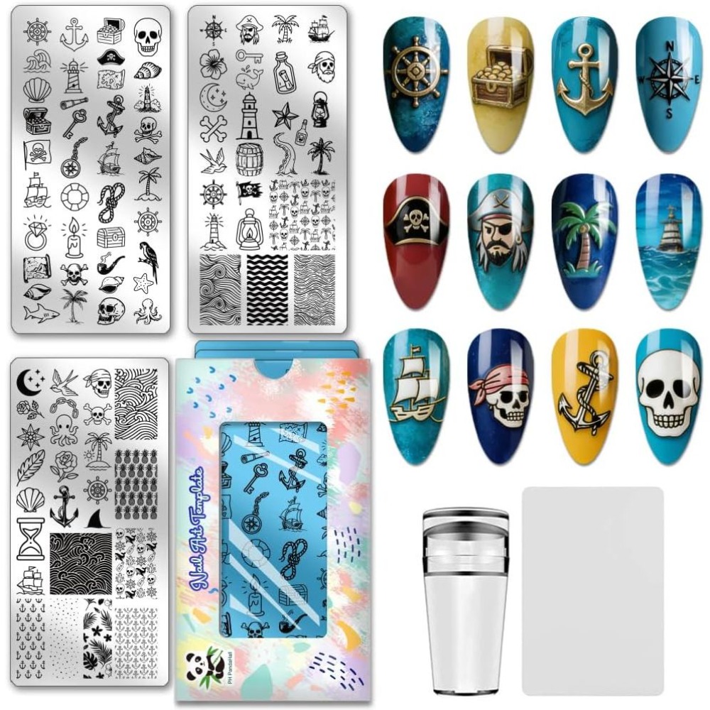 3pc Nautical Treasure Nail Sta - Nail Stamping Plate 评论和价格