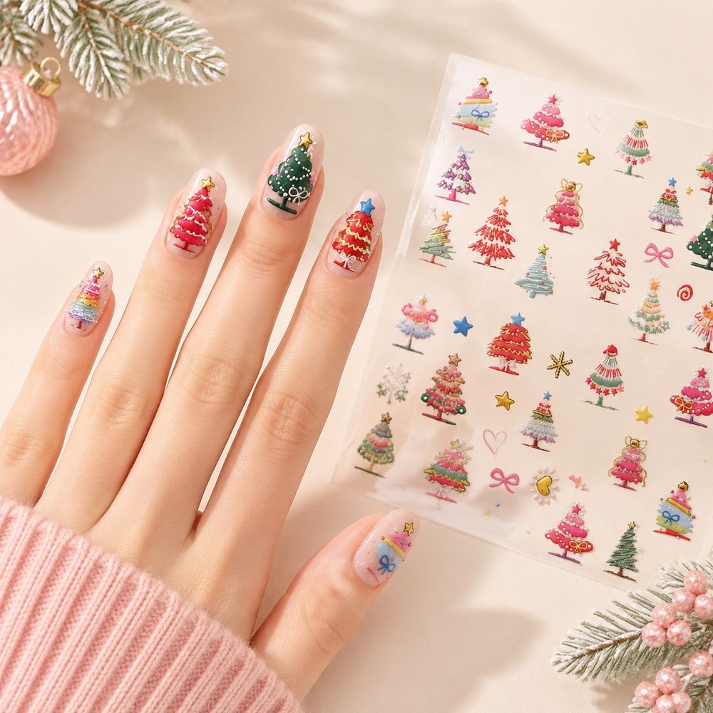 1Pc New Year 5D Cartoon Xmas T - Nail Art Xmas Stickers 评论和价格