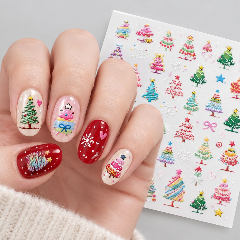 1Pc New Year 5D Cartoon Xmas T - Nail Art Xmas Stickers 评论和价格