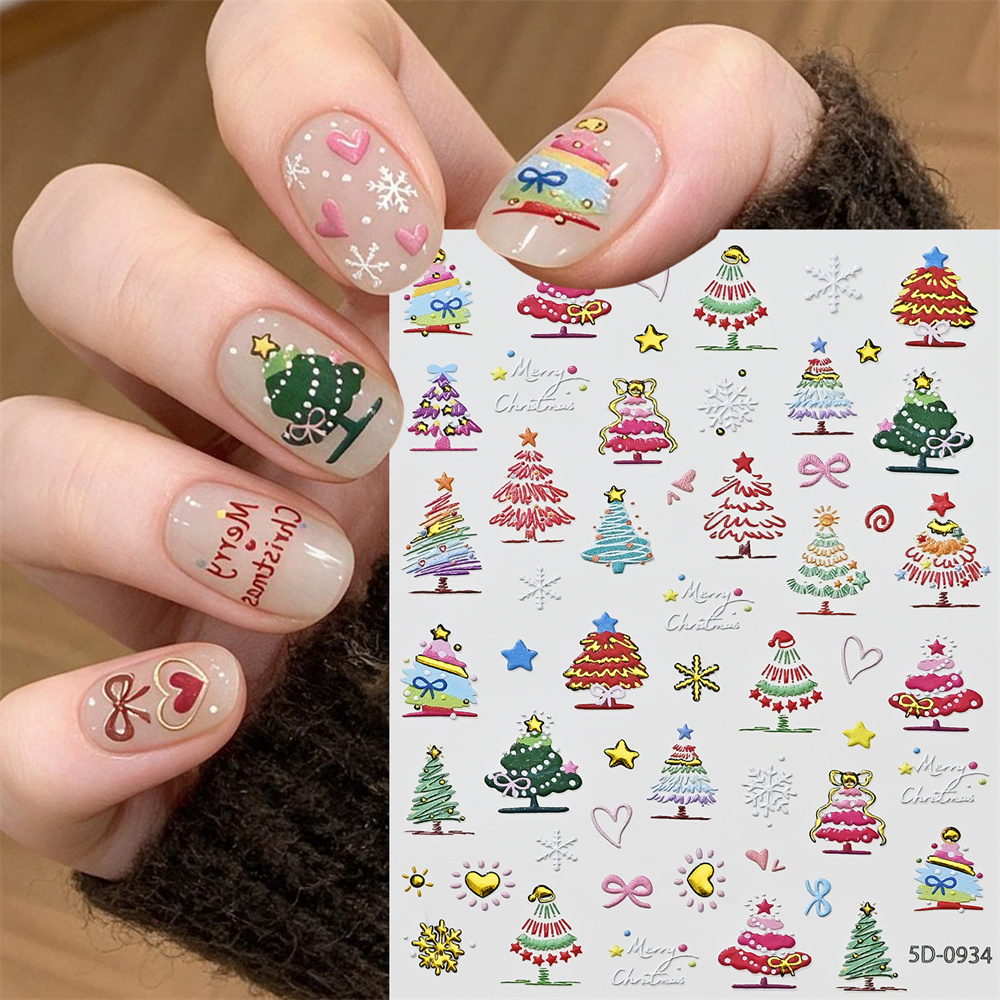 1Pc New Year 5D Cartoon Xmas T - Nail Art Xmas Stickers 评论和价格