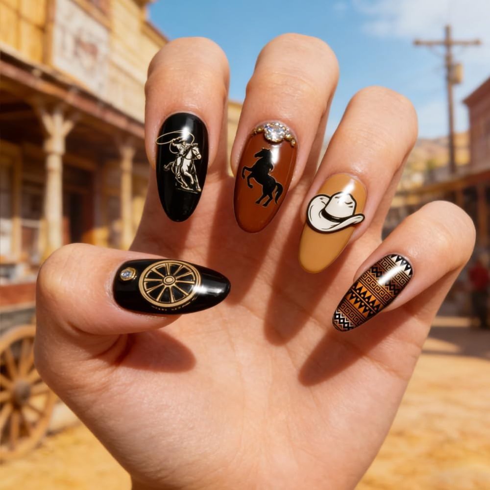 3pcs Western Cowboy Nail Stamp - Nail Stamping Plate 评论和价格