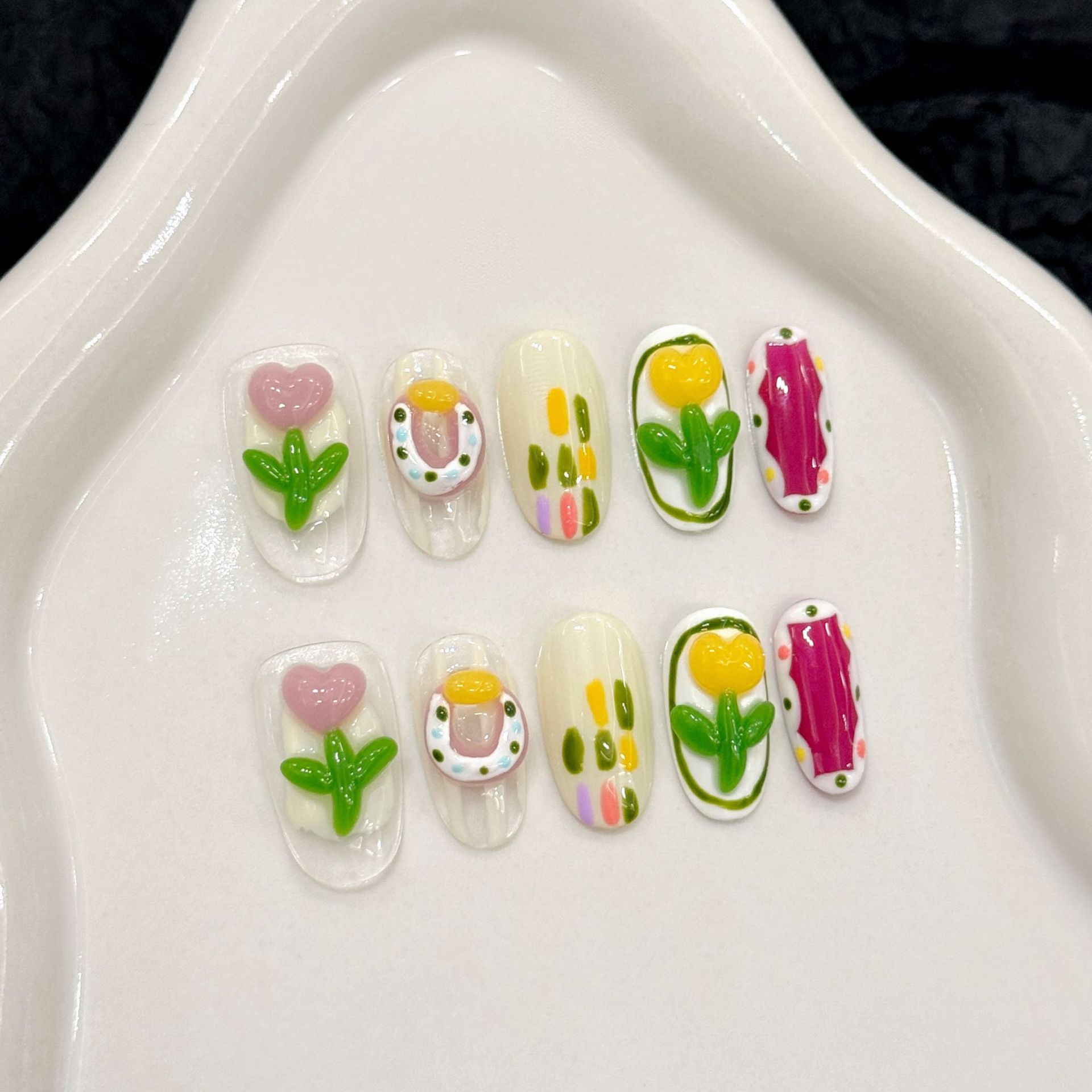 10pcs Handmade Press on Nails  - Nail Art Cat Eye 评论和价格
