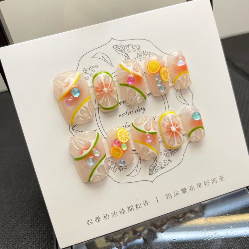 10 Pcs Luxury Handmade Press o - Nail Adhesive Tab 评论和价格