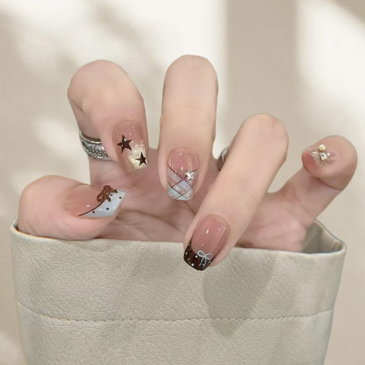 24Pcs Autumn Style Mid-length  - Nail Art Cat Eye 评论和价格