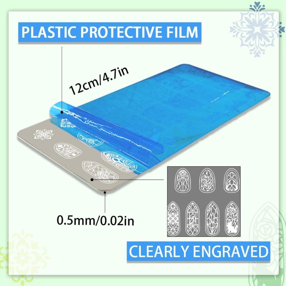 3pcs Glass Window Nail Art Tem - Nail Stamping Plate 评论和价格
