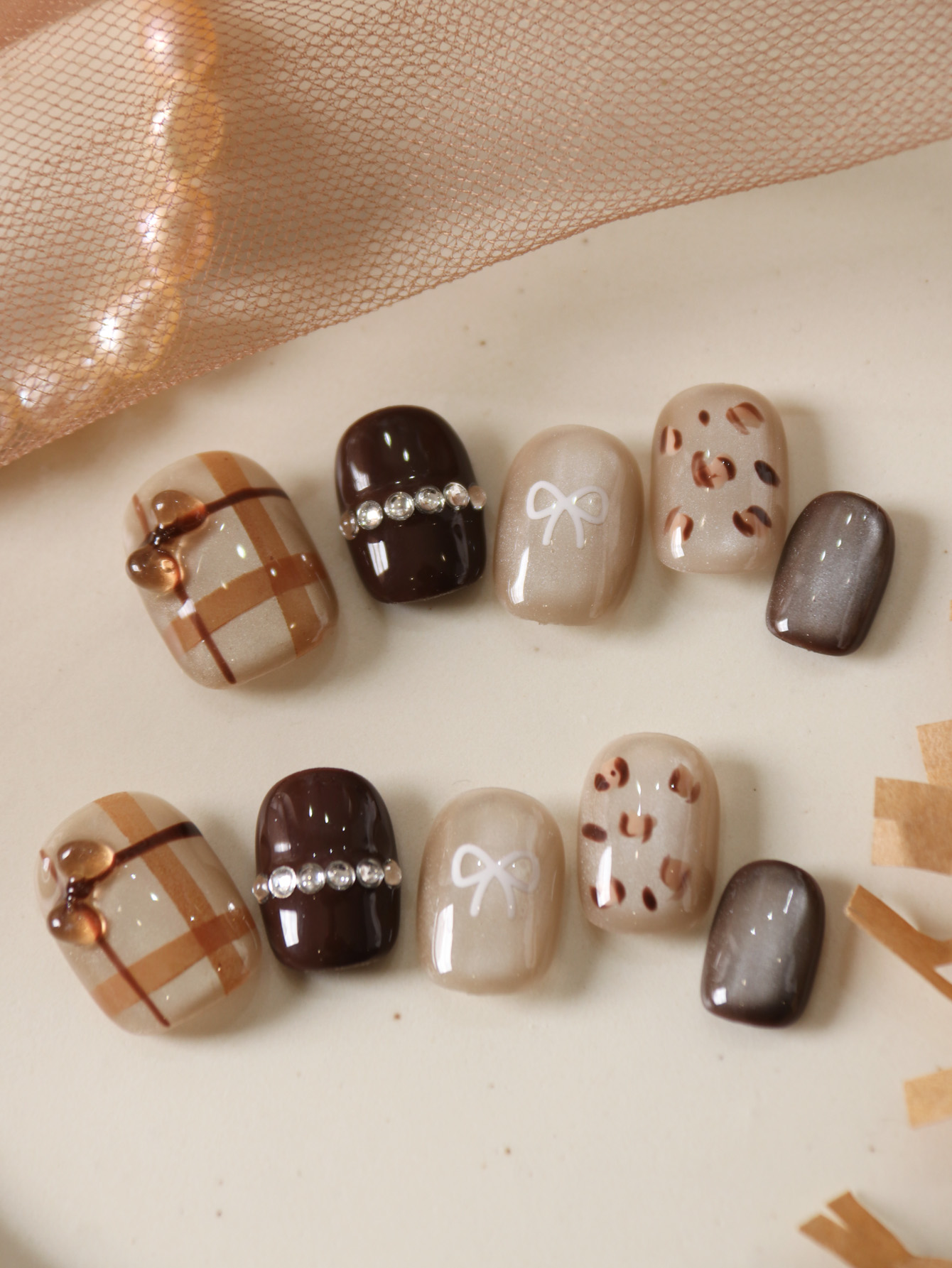 10Pcs Press on Nails Short Bro - Nail Adhesive Tab 评论和价格