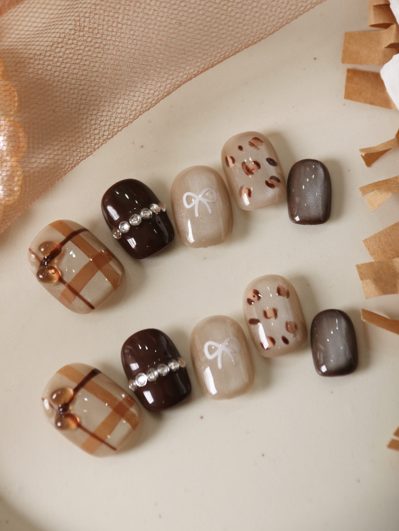 10Pcs Press on Nails Short Bro - Nail Adhesive Tab 评论和价格
