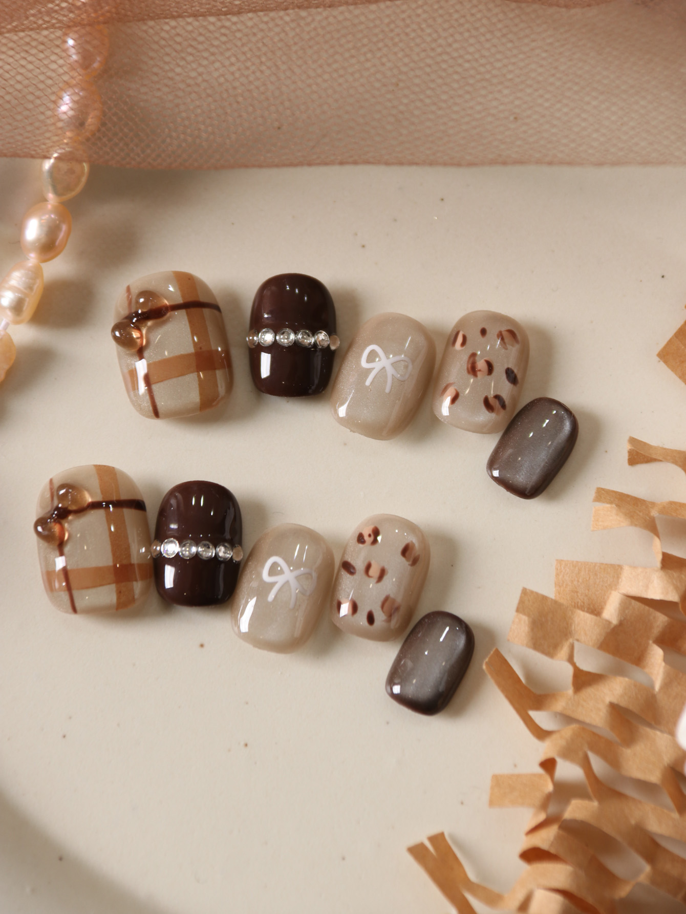 10Pcs Press on Nails Short Bro - Nail Adhesive Tab 评论和价格