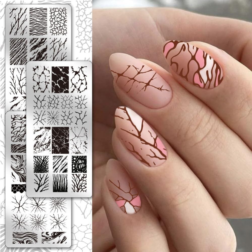 3pcs Abstract Texture Nail Sta - Nail Stamping Plate 评论和价格