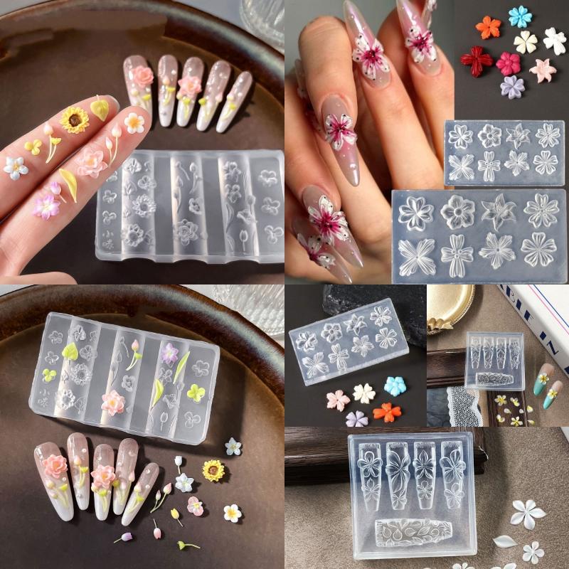 New Flower Nail Art Mold 3D Si - Nail Stamping Plate 评论和价格