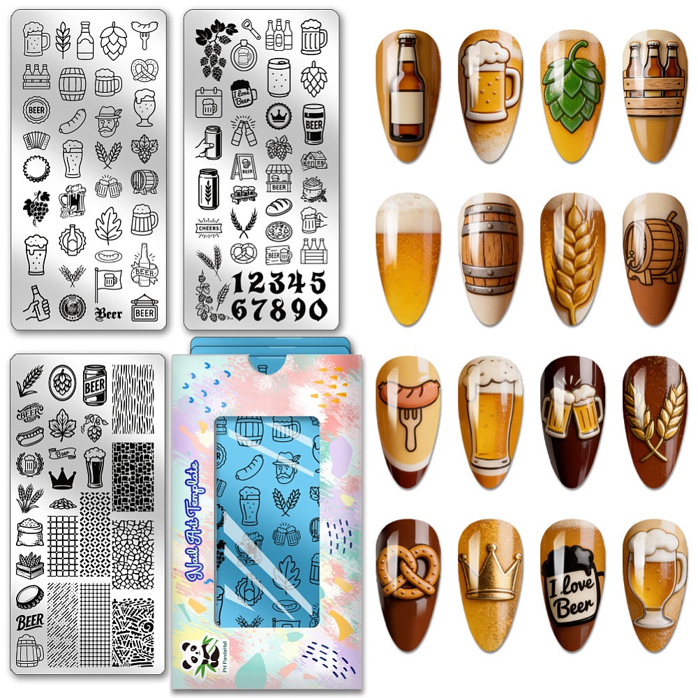 3pcs Beer Nail Stamping Plates - Nail Stamping Plate 评论和价格