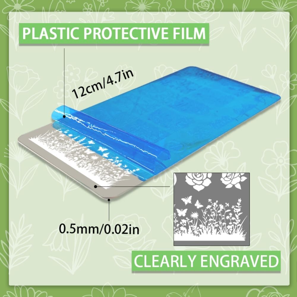 3pcs Flower Leaf Nail Stamping - Nail Stamping Plate 评论和价格