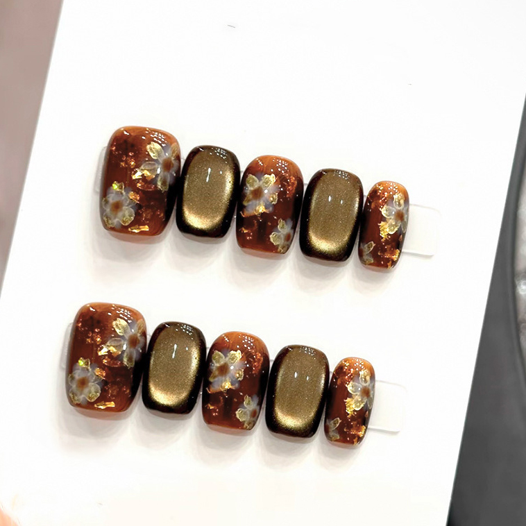 10pcs Handmade Press on Nails  - Nail Art Cat Eye 评论和价格