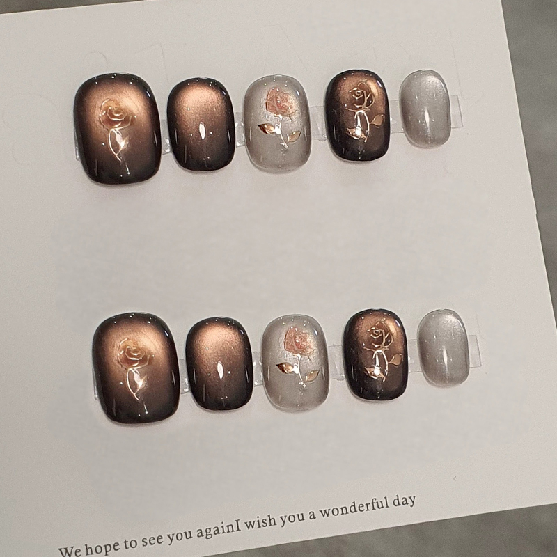 10pcs Handmade Press on Nails  - Nail Art Cat Eye 评论和价格