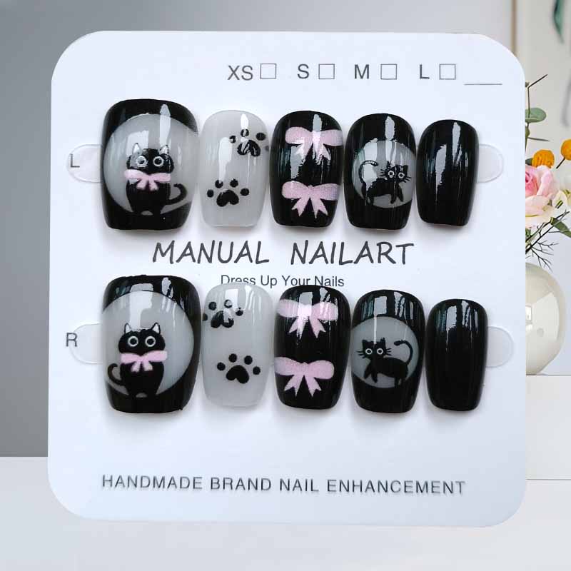 10Pcs Cute Cartoon Black Cat a - Nail Art Cat Eye 评论和价格