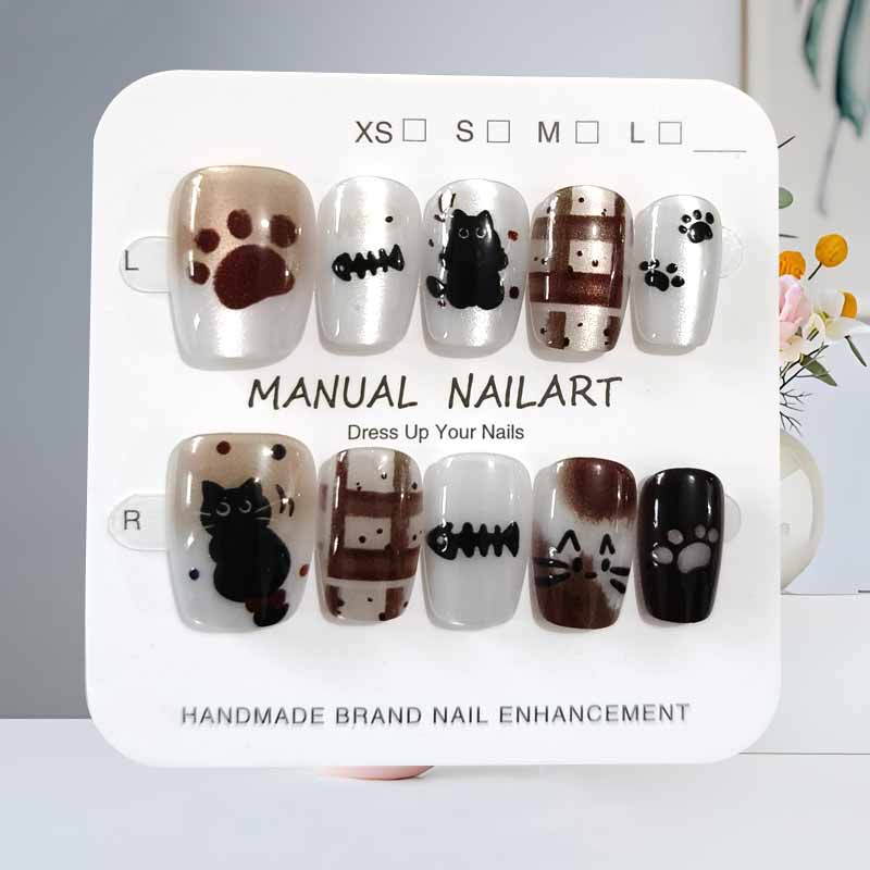 10Pcs Cute Cartoon Black Cat a - Nail Art Cat Eye 评论和价格
