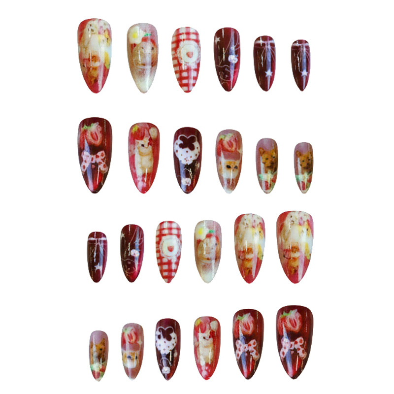 24pcs Strawberry Cat's Eye Pre - Nail Art Cat Eye 评论和价格