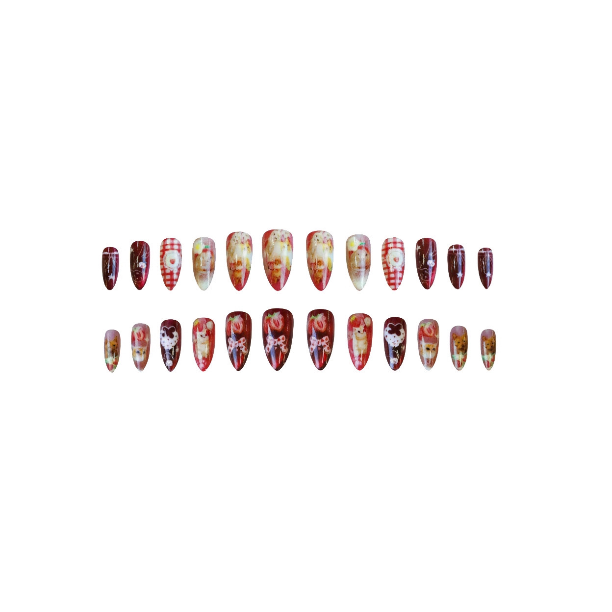 24pcs Strawberry Cat's Eye Pre - Nail Art Cat Eye 评论和价格